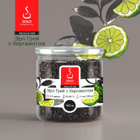 Чай черный Эрл Грей с бергамотом SOLO, ПЭТ БАНКА, 100г