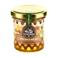 Орехи в меду. Ассорти Кешью, кедровый, грецкий, стекло, 160 г