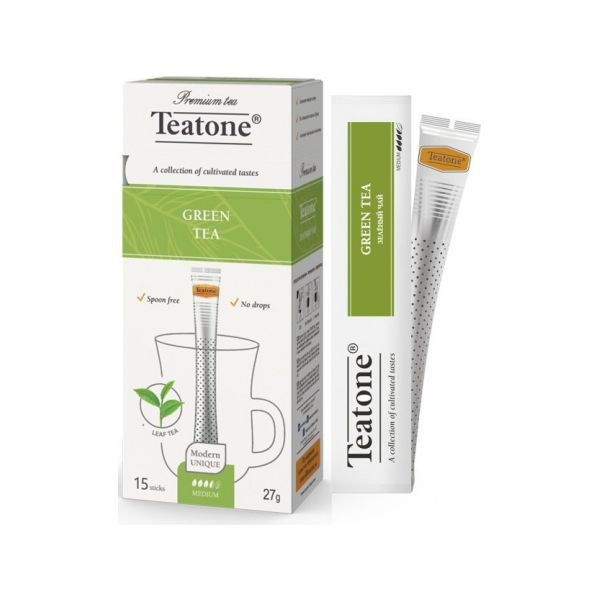 Зеленый чай TEATONE в стиках, 15 шт по 1,8г
