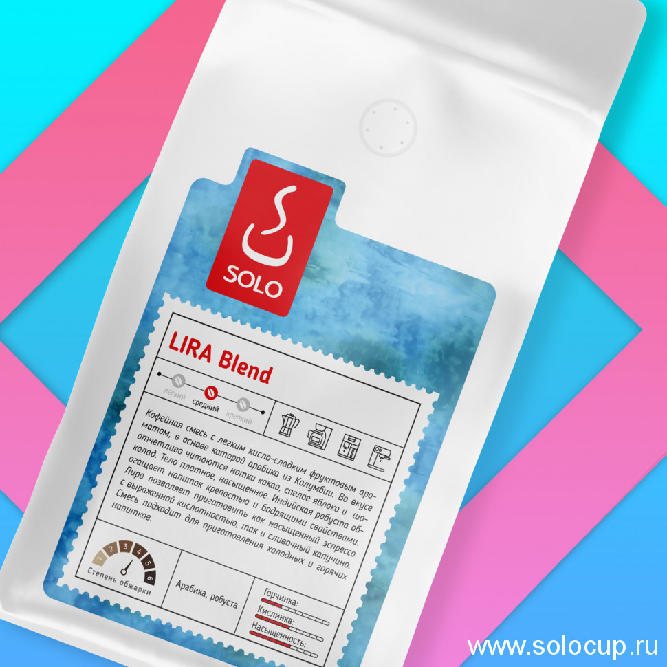 Кофе ЛИРА смесь Арабика 70% Робуста 30%