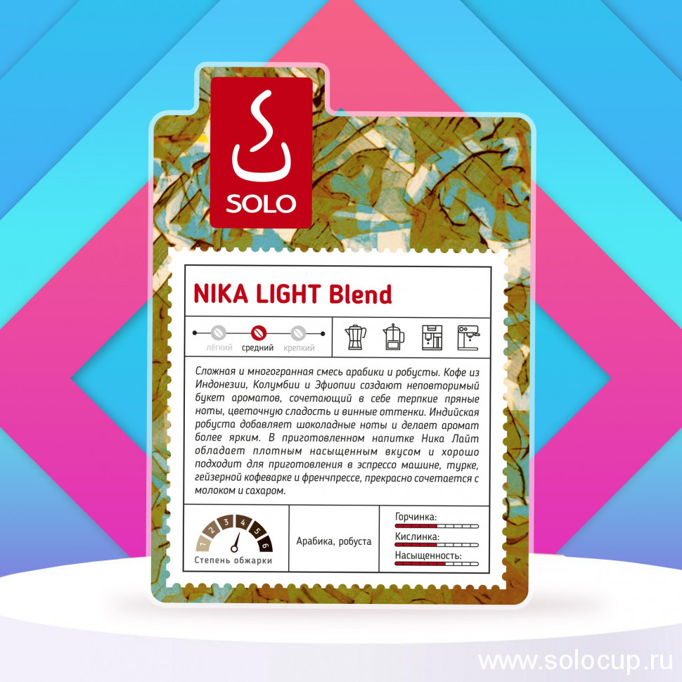 Кофе НИКА ЛАЙТ смесь Арабика 80% Робуста 20%